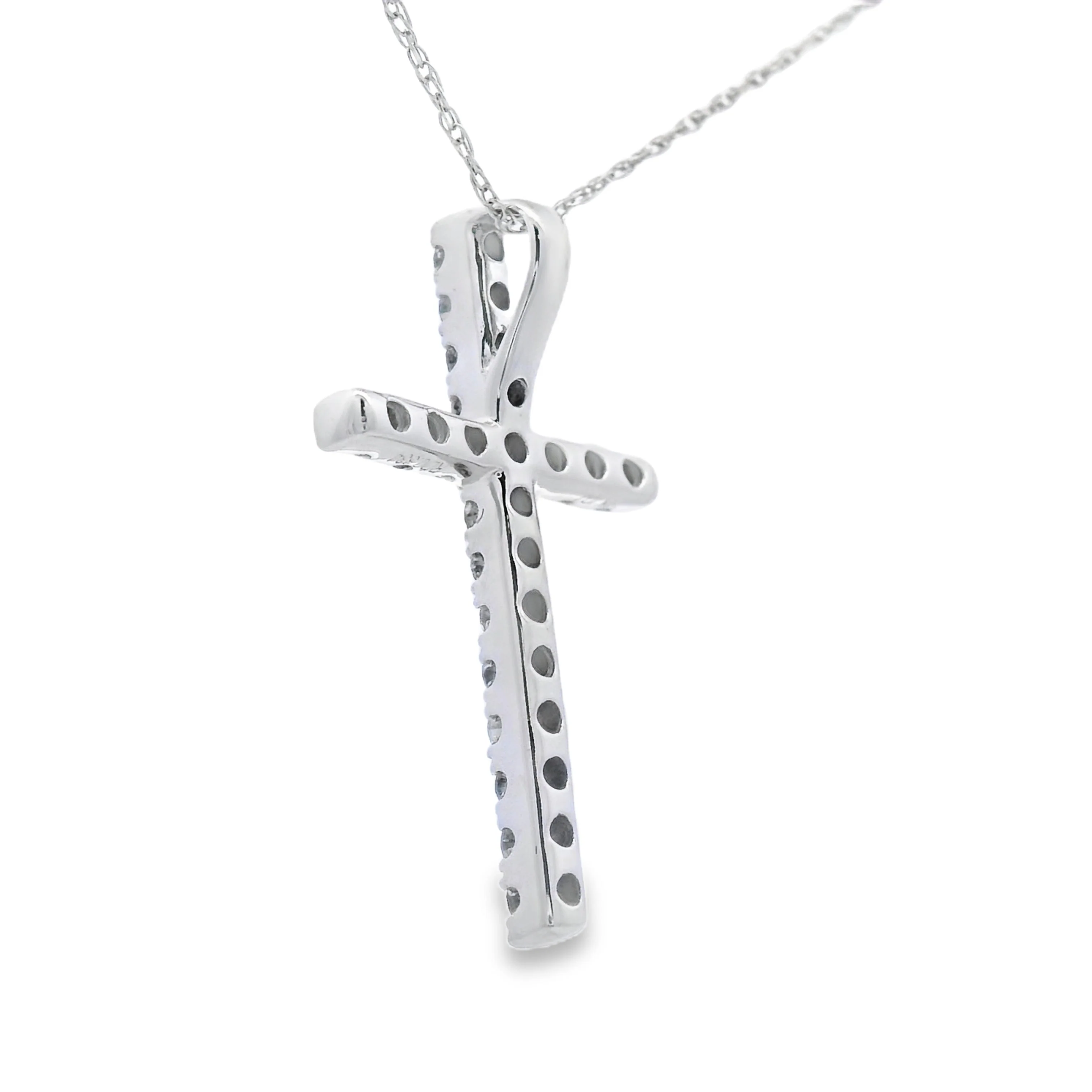 .33ct Diamond Cross Religious Pendant 14KT White Gold - Image 2