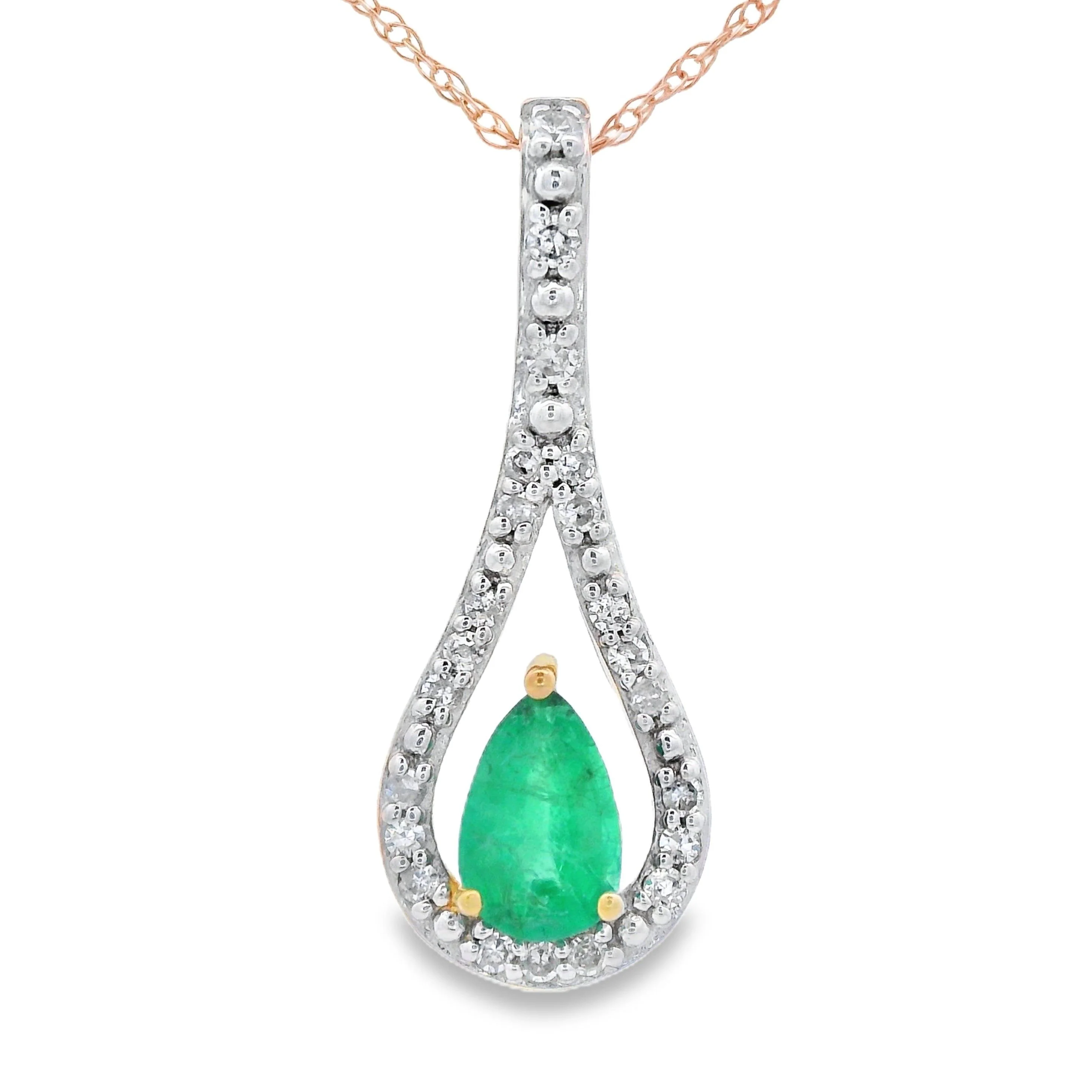 .37ct Emerald Diamond Fashion Pendants 10KT Yellow Gold
