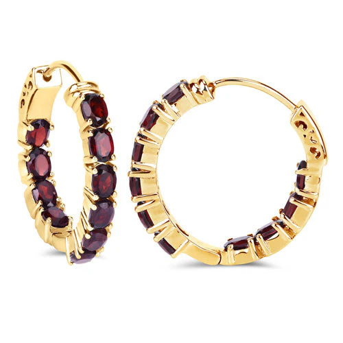 4.00 Carat Genuine Garnet .925 Sterling Silver Earrings - Image 6