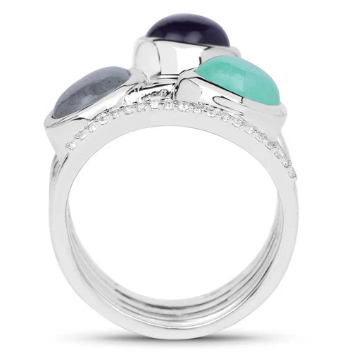 4.00 Carat Genuine Multi Stone .925 Sterling Silver Ring - Image 5
