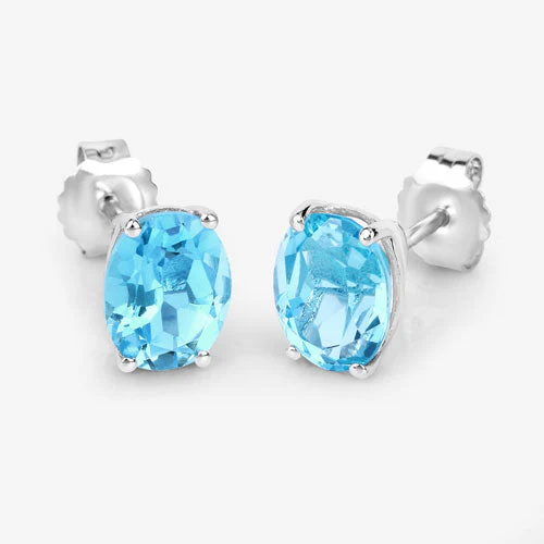 4.00 Carat Genuine Swiss Blue Topaz .925 Sterling Silver Earrings - Image 11