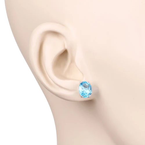 4.00 Carat Genuine Swiss Blue Topaz .925 Sterling Silver Earrings - Image 9