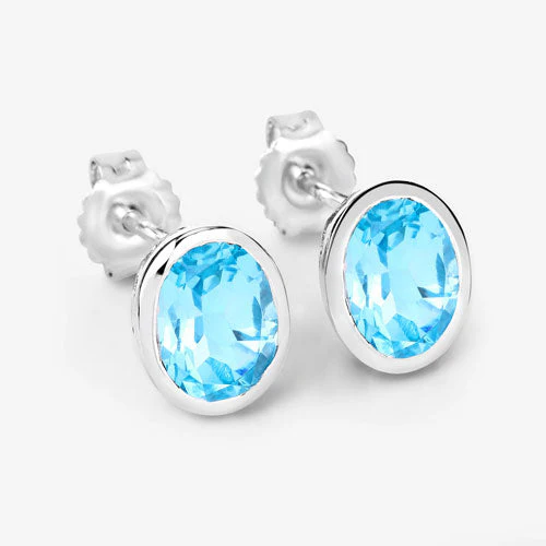 4.00 Carat Genuine Swiss Blue Topaz .925 Sterling Silver Earrings - Image 10