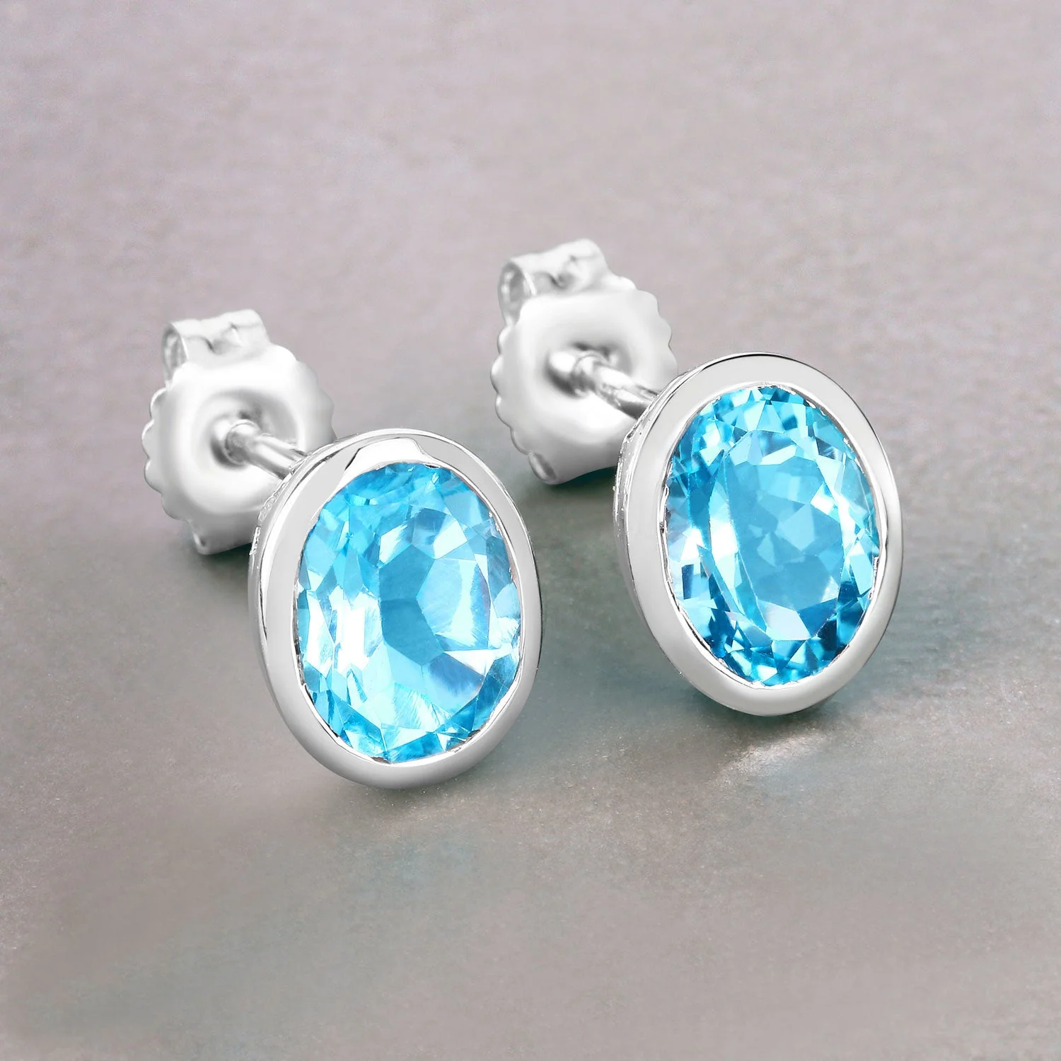 4.00 Carat Genuine Swiss Blue Topaz .925 Sterling Silver Earrings - Image 4