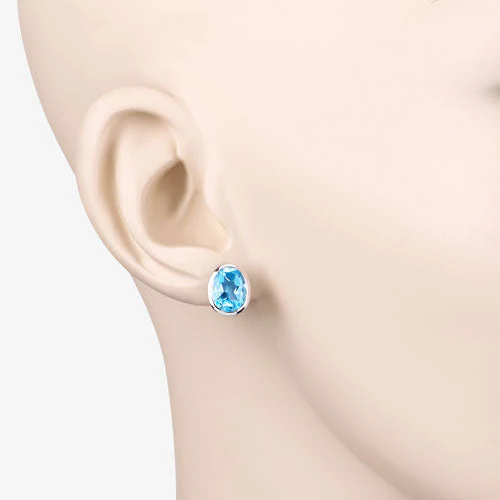 4.00 Carat Genuine Swiss Blue Topaz .925 Sterling Silver Earrings - Image 9
