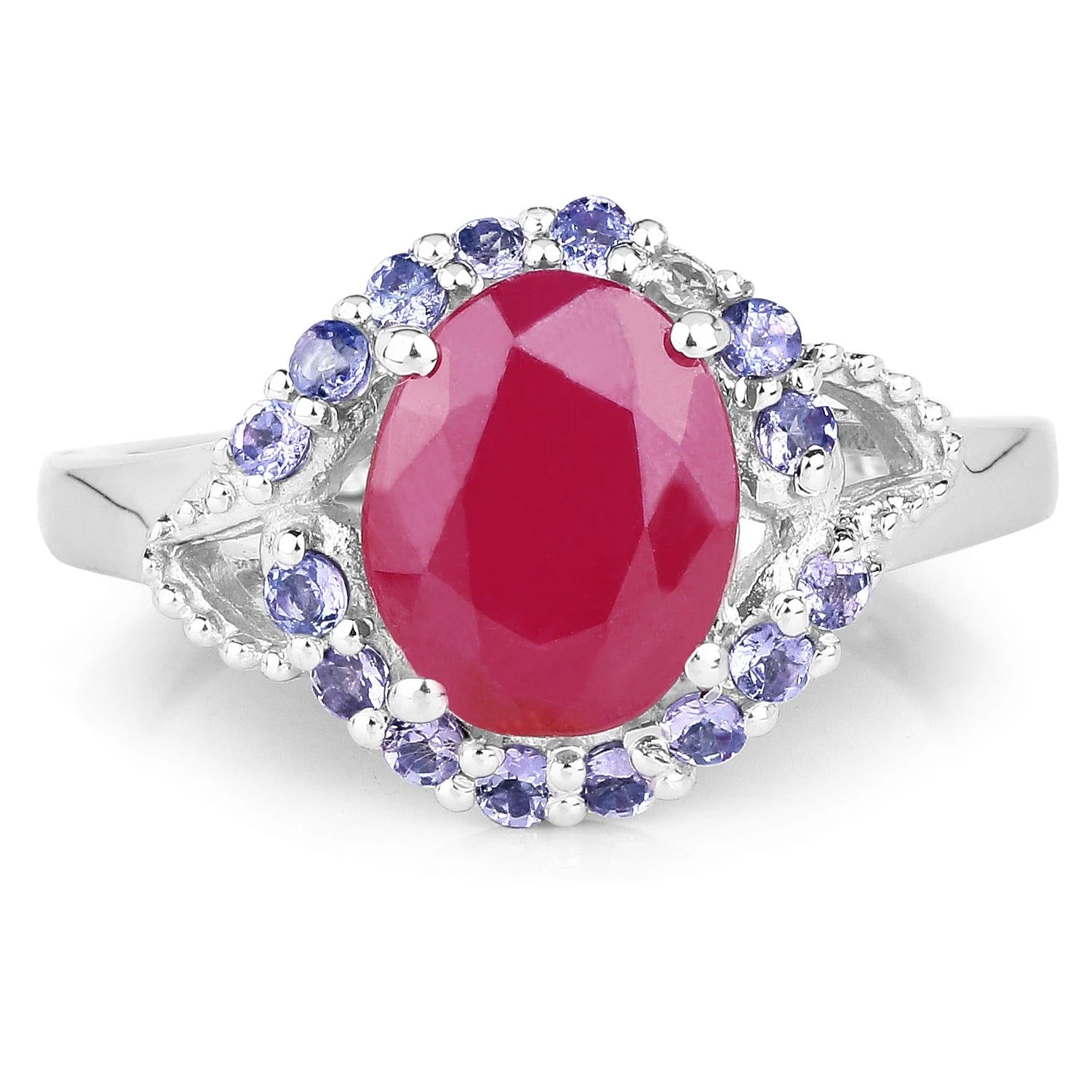 4.03 Carat Genuine Glass Filled Ruby & Tanzanite .925 Sterling Silver Ring - Image 3