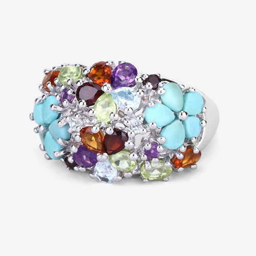 4.03 Carat Genuine Multi Stones .925 Sterling Silver Ring - Image 10