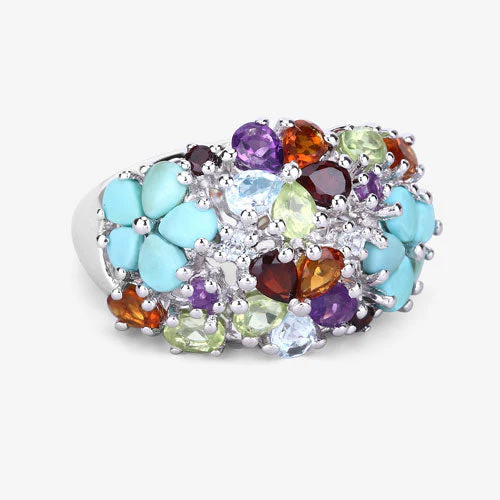 4.03 Carat Genuine Multi Stones .925 Sterling Silver Ring - Image 11