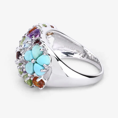 4.03 Carat Genuine Multi Stones .925 Sterling Silver Ring - Image 12