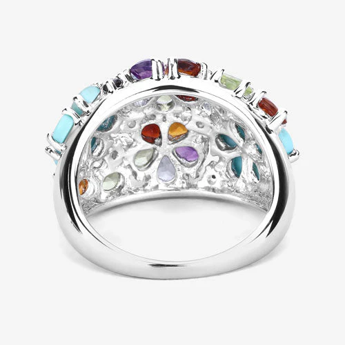 4.03 Carat Genuine Multi Stones .925 Sterling Silver Ring - Image 13