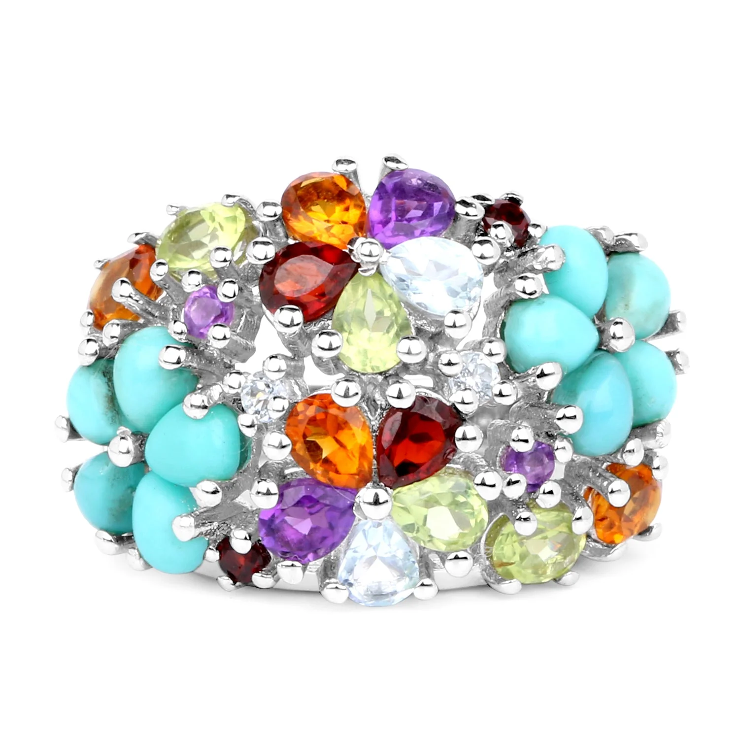4.03 Carat Genuine Multi Stones .925 Sterling Silver Ring - Image 3