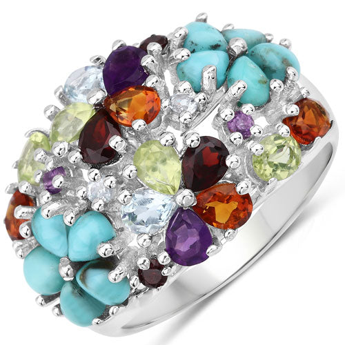 4.03 Carat Genuine Multi Stones .925 Sterling Silver Ring - Image 5