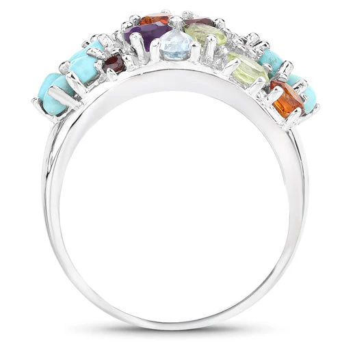 4.03 Carat Genuine Multi Stones .925 Sterling Silver Ring - Image 6
