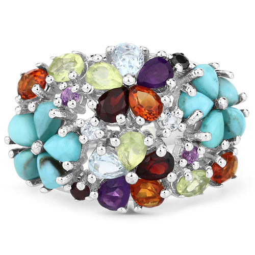 4.03 Carat Genuine Multi Stones .925 Sterling Silver Ring - Image 7