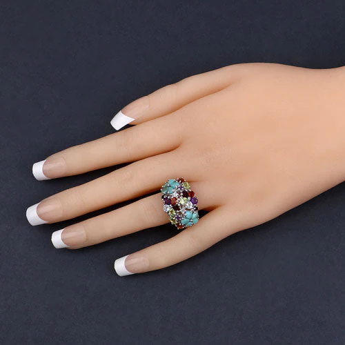 4.03 Carat Genuine Multi Stones .925 Sterling Silver Ring - Image 9