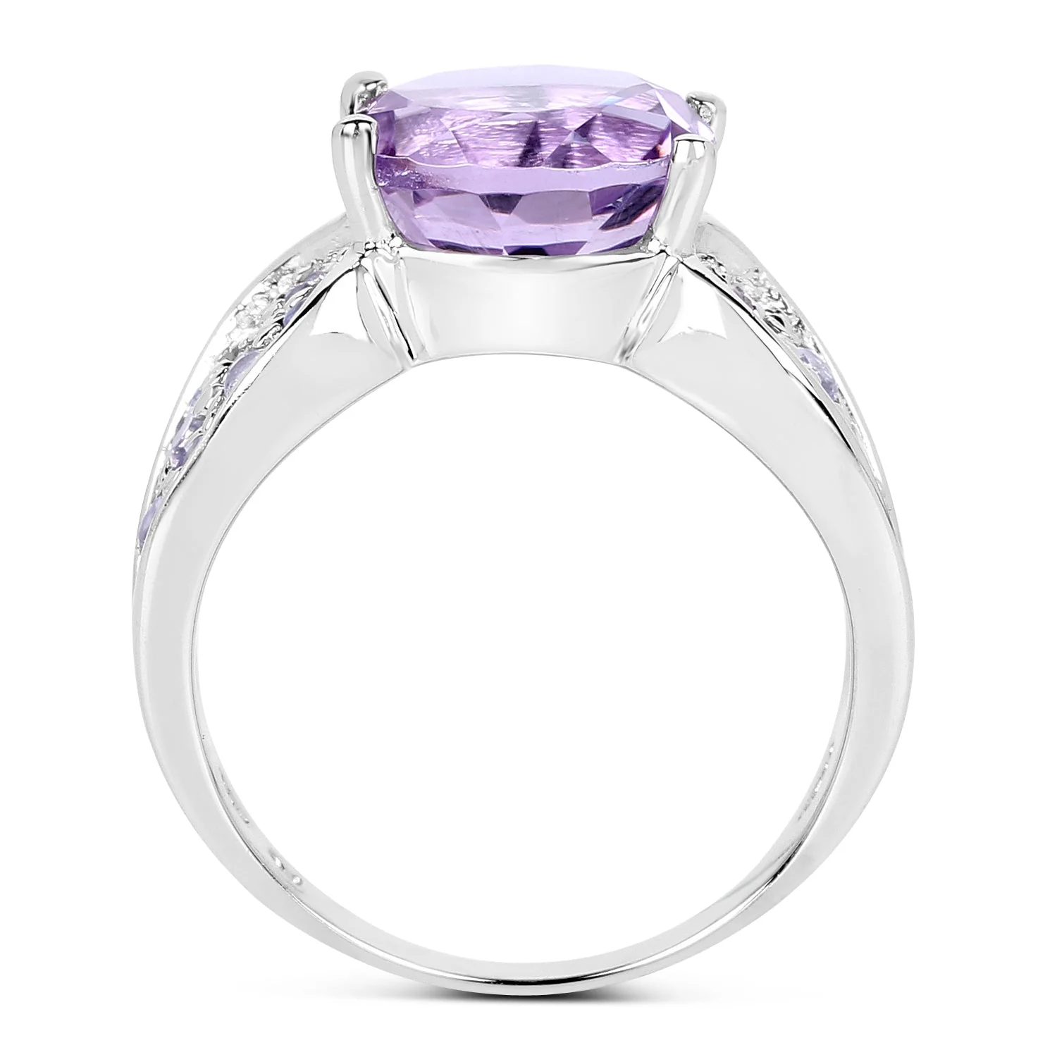 4.07 Carat Genuine Amethyst & Tanzanite .925 Sterling Silver Ring - Image 2