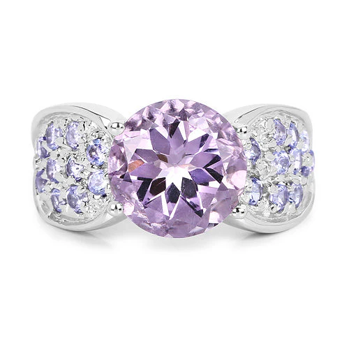 4.07 Carat Genuine Amethyst & Tanzanite .925 Sterling Silver Ring - Image 6