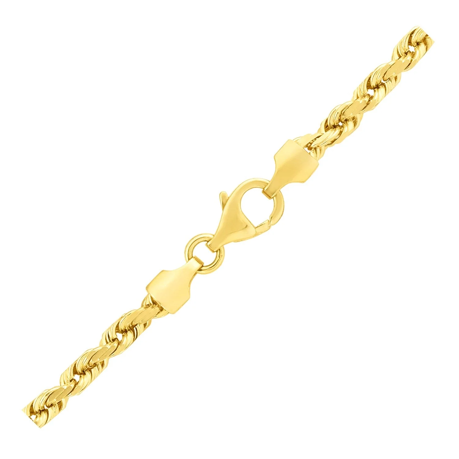 4.0mm 14k Yellow Gold Solid Diamond Cut Rope Bracelet - Image 6