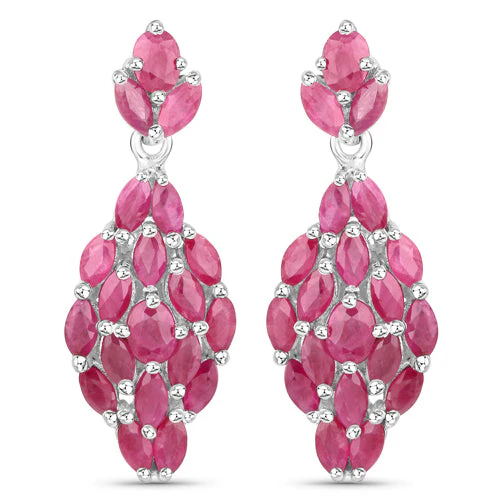 4.12 Carat Genuine Ruby .925 Sterling Silver Earrings - Image 2