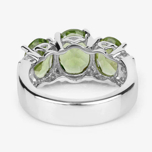 4.14 Carat Genuine Peridot and White Topaz .925 Sterling Silver Ring - Image 10