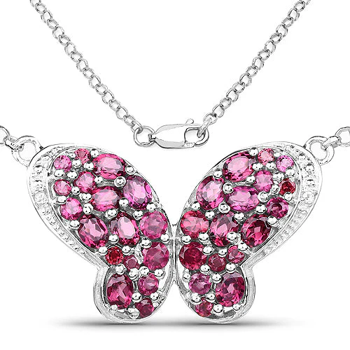 4.15 Carat Genuine Rhodolite and White Topaz .925 Sterling Silver Pendant - Image 3