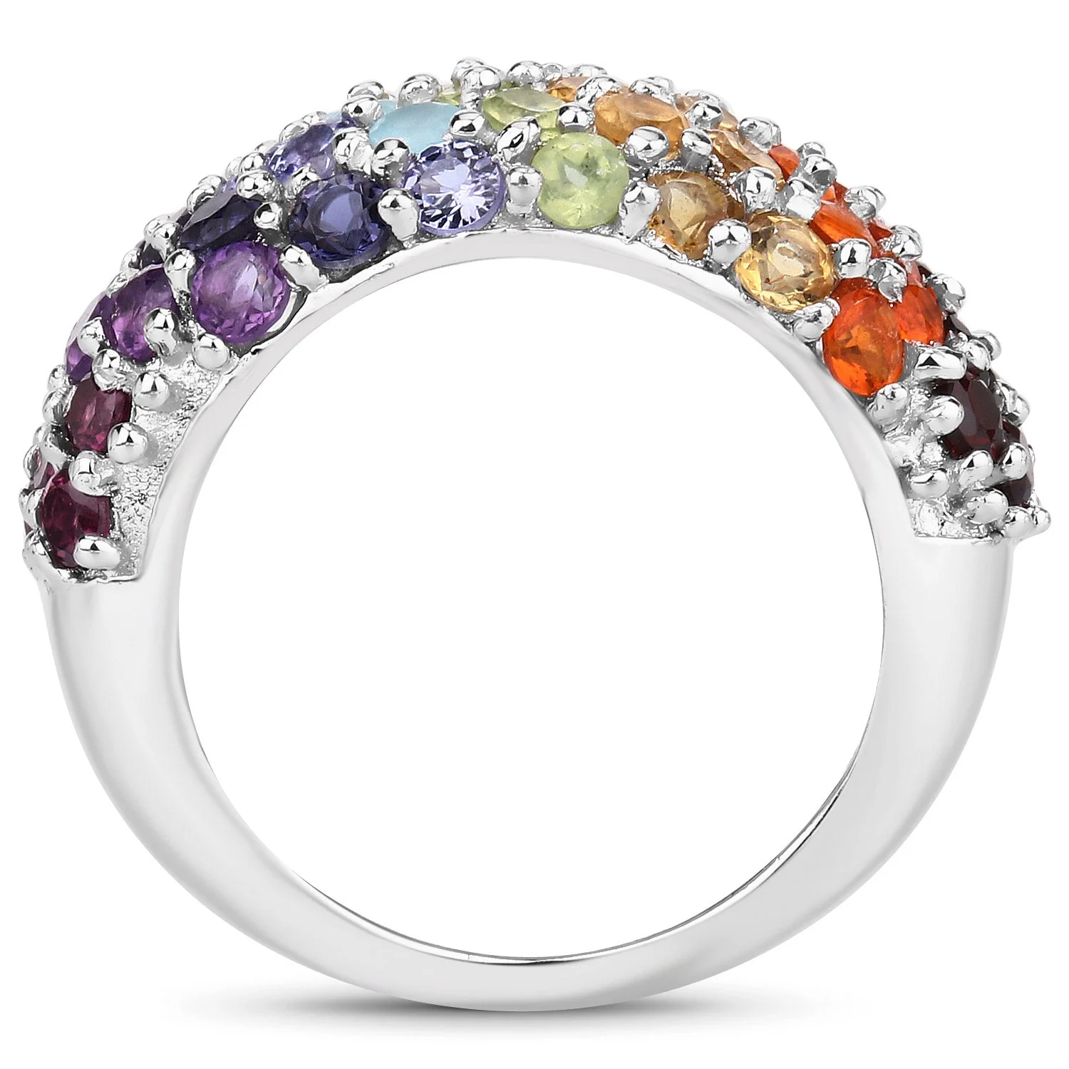 4.16 Carat Genuine Multi Stones .925 Sterling Silver Ring - Image 2