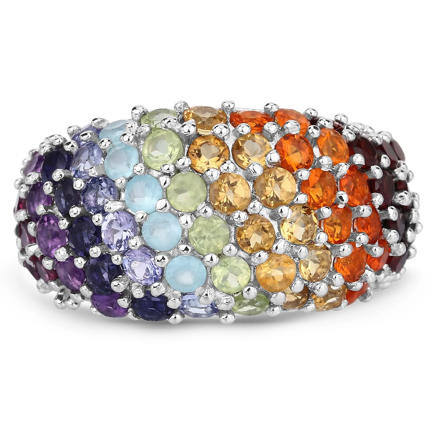 4.16 Carat Genuine Multi Stones .925 Sterling Silver Ring - Image 3