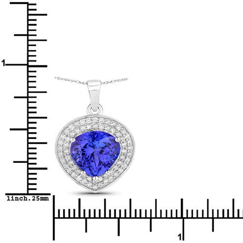 4.17 Carat Genuine Tanzanite and White Diamond 14K White Gold Pendant - Image 3