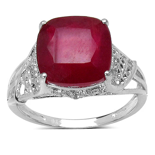 4.20 ct. t.w. Glass Filled Ruby and White Topaz Ring in Sterling Silver - Image 4