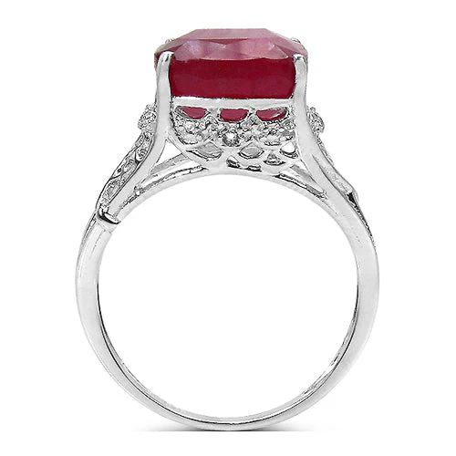 4.20 ct. t.w. Glass Filled Ruby and White Topaz Ring in Sterling Silver - Image 5