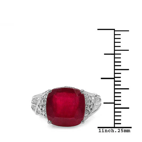 4.20 ct. t.w. Glass Filled Ruby and White Topaz Ring in Sterling Silver - Image 6