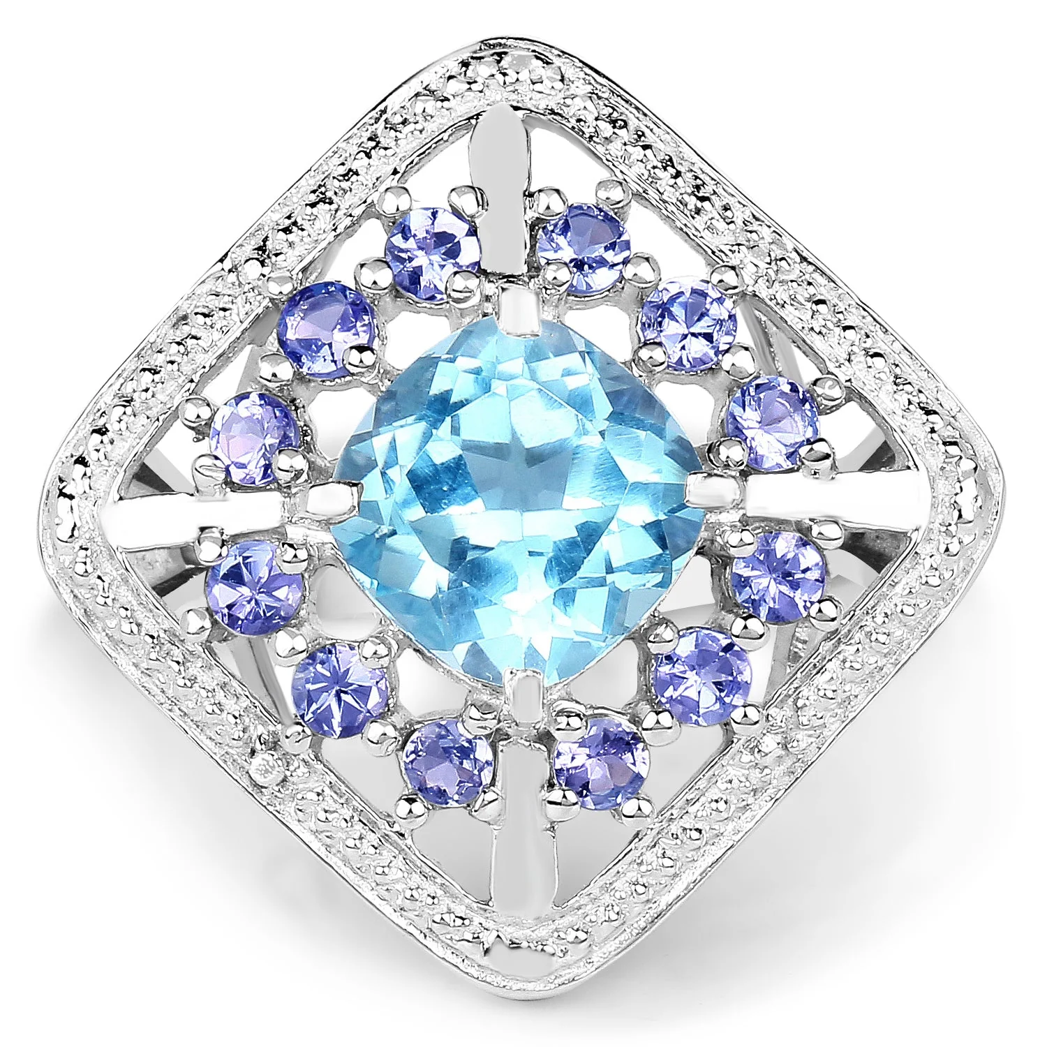 4.24 Carat Genuine Blue Topaz and Tanzanite .925 Sterling Silver Ring - Image 4