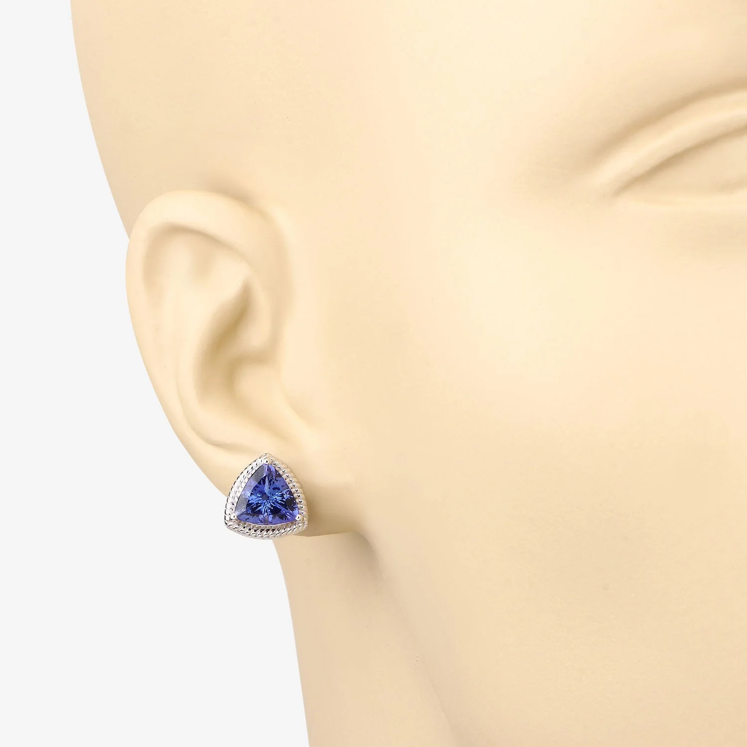 4.24 Carat Genuine Tanzanite 14K White Gold Earrings - Image 3