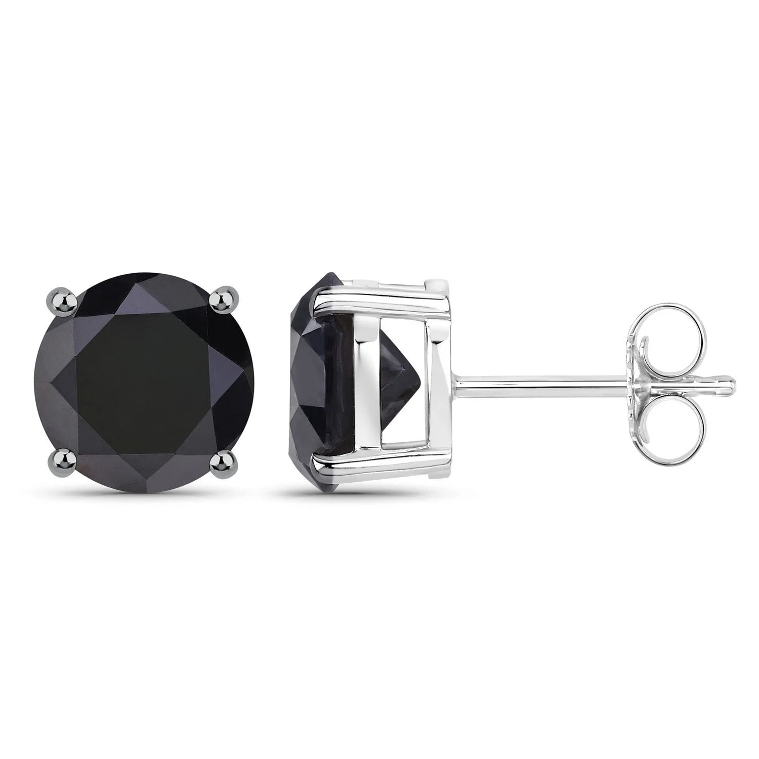 4.25 Carat Genuine Black Diamond 14K White Gold Earrings - Image 2