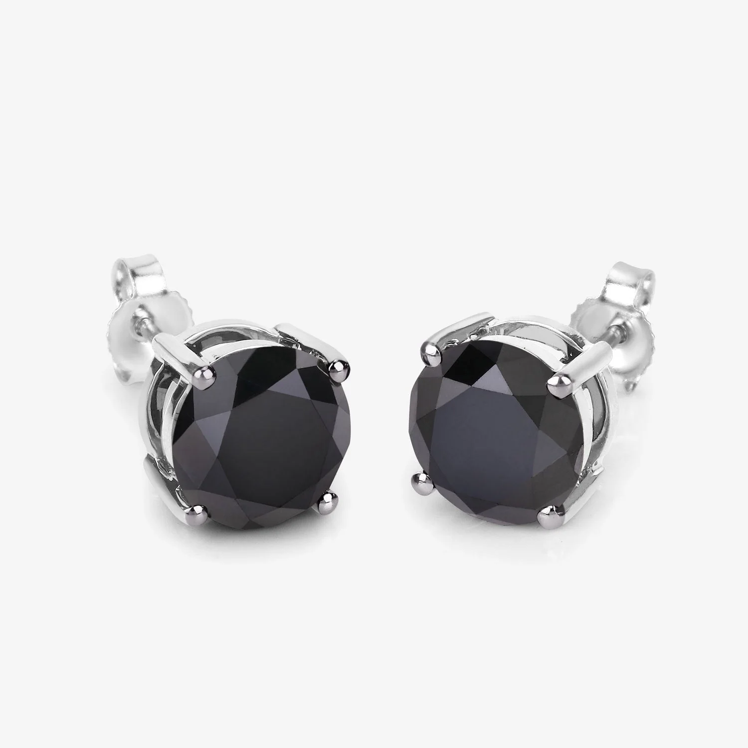 4.25 Carat Genuine Black Diamond 14K White Gold Earrings - Image 4