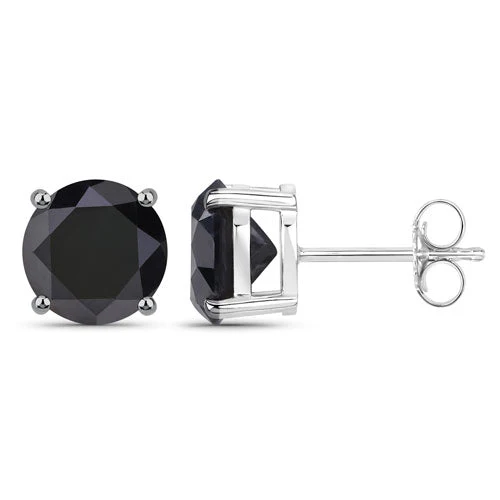 4.25 Carat Genuine Black Diamond 14K White Gold Earrings - Image 6