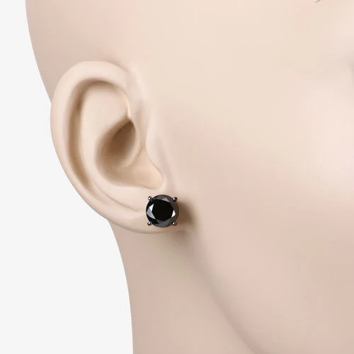 4.25 Carat Genuine Black Diamond 14K White Gold Earrings - Image 9