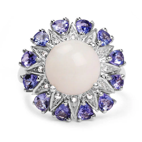 4.25 Carat Genuine Opal, Tanzanite & White Topaz .925 Sterling Silver Ring - Image 6
