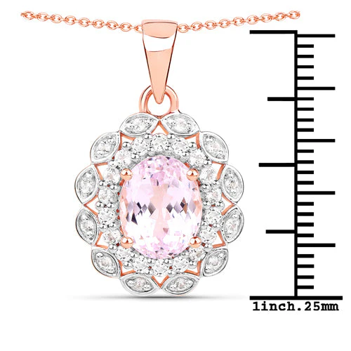 4.26 Carat Genuine Kunzite and White Topaz .925 Sterling Silver Pendant - Image 6