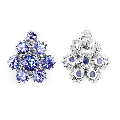 4.26 Carat Genuine Tanzanite .925 Sterling Silver Earrings - Image 6