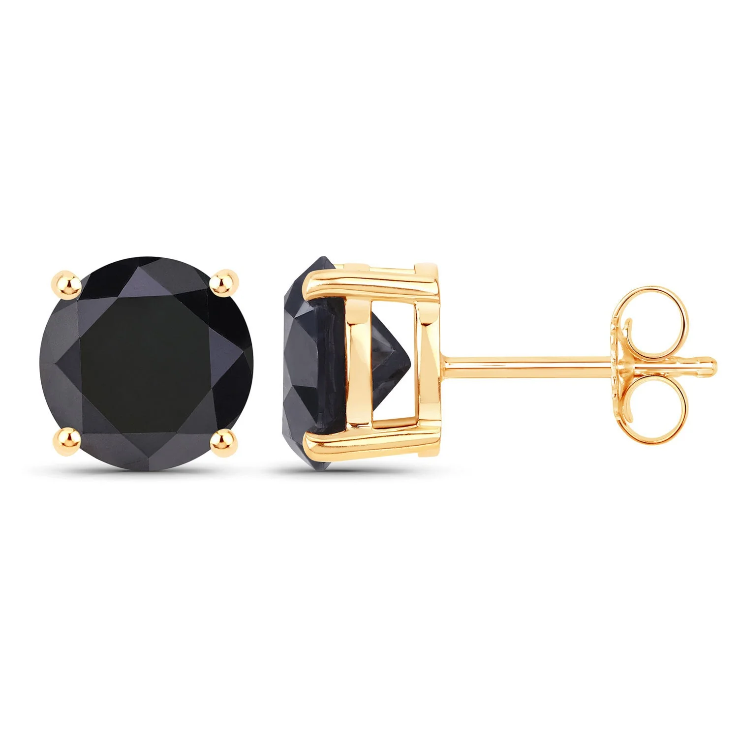 4.30 Carat Genuine Black Diamond 14K Yellow Gold Earrings - Image 2