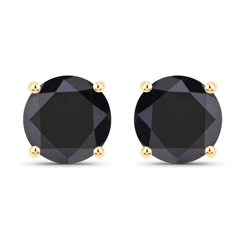 4.30 Carat Genuine Black Diamond 14K Yellow Gold Earrings - Image 5