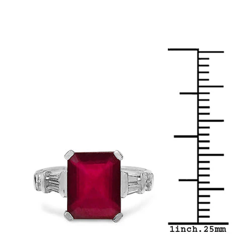 4.30 ct. t.w. Glass Filled Ruby and White Topaz Ring in Sterling Silver - Image 6