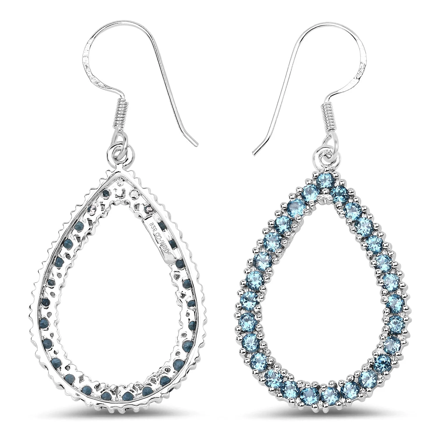 4.32 Carat Genuine London Blue Topaz .925 Sterling Silver Earrings - Image 4