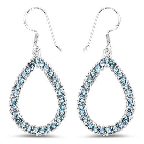 4.32 Carat Genuine London Blue Topaz .925 Sterling Silver Earrings - Image 5