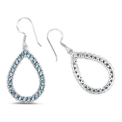 4.32 Carat Genuine London Blue Topaz .925 Sterling Silver Earrings - Image 6