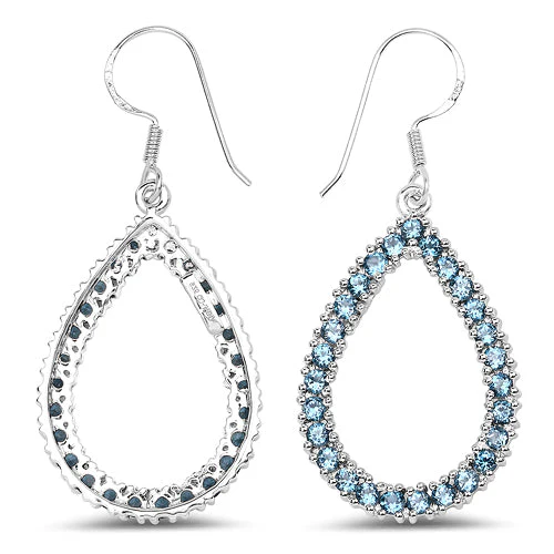 4.32 Carat Genuine London Blue Topaz .925 Sterling Silver Earrings - Image 7