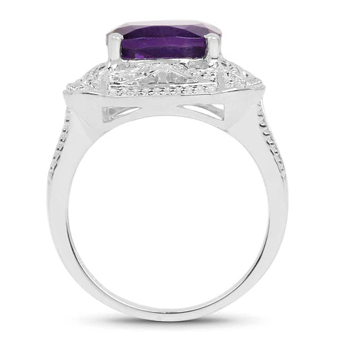 4.35 Carat Genuine Amethyst .925 Sterling Silver Ring - Image 5