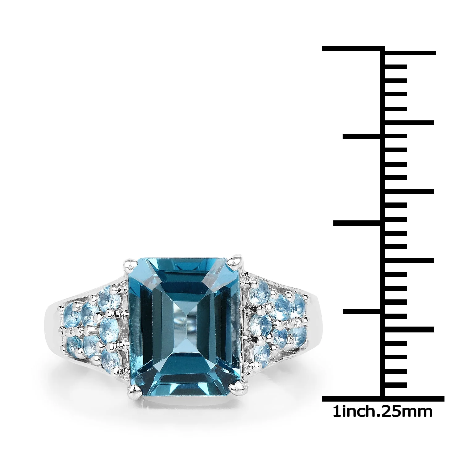 4.39 Carat Genuine London Blue Topaz and Swiss Blue Topaz .925 Sterling Silver Ring - Image 3