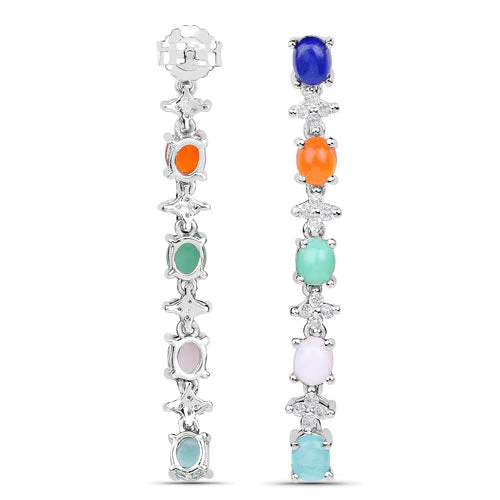 4.40 Carat Genuine Multi Stone .925 Sterling Silver Earrings - Image 6